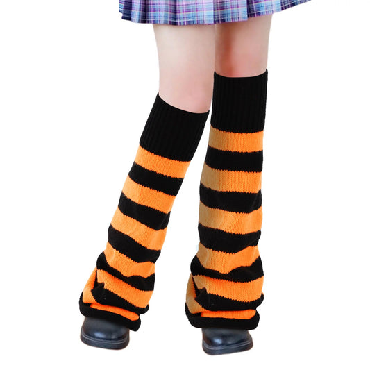 Junely Leg Warmers for Women Winter Kawaii Leg Warmer Cute Legwarmers Japanese Socks Halloween Goth Emo Lolita Gyaru Gothic Harajuku Accessories Black Orange