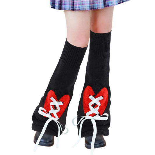 Junely Leg Warmers Kawaii Leg Warmer Cute Legwarmers with Broken Heart Japanese Socks Halloween Emo Lolita Gyaru Harajuku Accessories Black