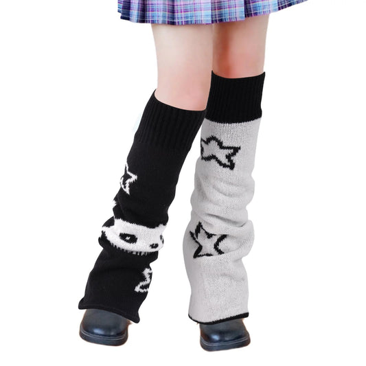 Junely Leg Warmers Kawaii Leg Warmer Cute Legwarmers for Women Japanese Socks Goth Emo Halloween Lolita Gyaru Gothic Harajuku Accessories Two Side Wear Black White