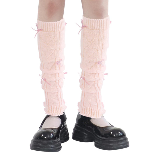 Junely Leg Warmers for Women Kawaii Leg Warmer Cute Legwarmers with Bows Cutecore Lolita Harajuku Gyaru Japanese Accessories Pink