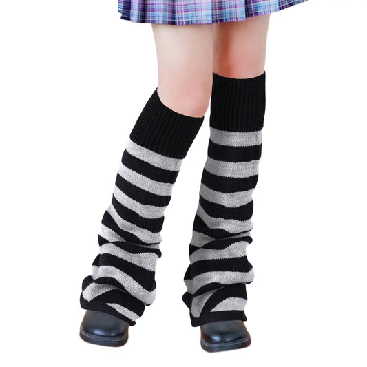 Junely Leg Warmers Kawaii Leg Warmer Cute Legwarmers for Women Japanese Socks Goth Emo Halloween Lolita Gyaru Gothic Harajuku Accessories Black Grey