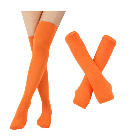 Junely Thigh High Socks Over the Knee Stockings Extra Long Gifts Halloween Cosplay Costumes Accessories Gifts Orange