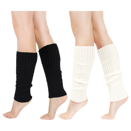 Junely Leg Warmers 80s Knit Leg Warmer Gothic Legwarmers Neon for 80s Party Halloween Ballet Dance Figure Skating Ice Skating Black White