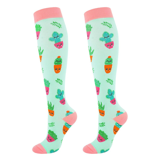 Junely Compression Socks for Women Plant Knee High Stockings for Running Athletic Nurses Pregnant Women Work Support Travel Flight Sports Gifts Green