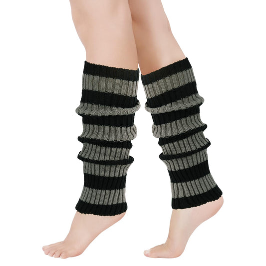 Junely Leg Warmers 80s Goth Leg Warmer Knit Legwarmers Halloween Emo Kawaii Lolita Gyaru Gothic Accessories for Ballet Figure Skating Ice Skating Dance Black Grey