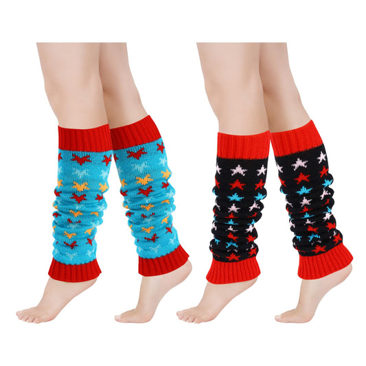 Junely Leg Warmers for Women Star Cute Leg Warmer Knit Legwarmers Kawaii Slouchy Grunge Emo Cutecore Japanese Harajuku Lolita Accessories Black Blue
