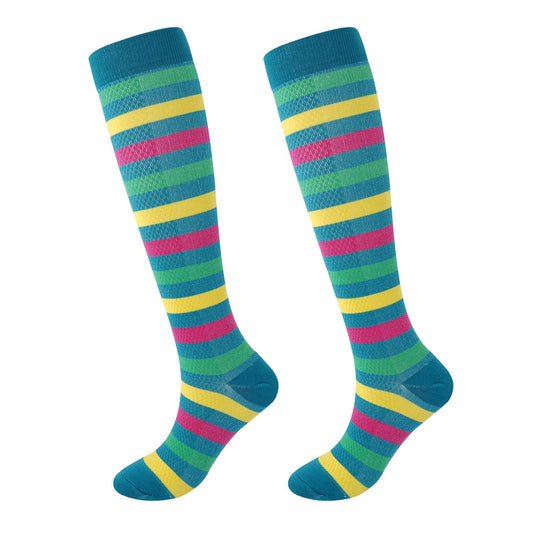 Junely Compression Socks for Women 20-30 mmhg Knee High Striped socks for Running Athletic Nurses Pregnant Women Work Support Travel Flight Sports Irish Gifts Green