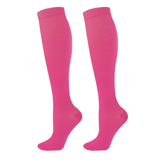 Junely Compression Socks for Women Knee High for Halloween Running Athletic Nurses Pregnant Women Work Support Travel Flight Sports Gifts Hot Pink
