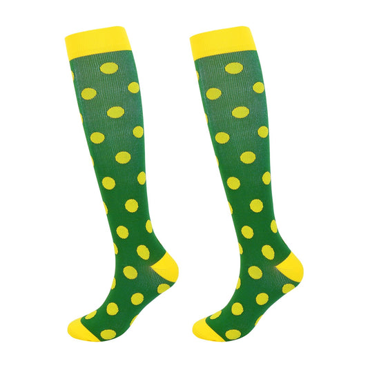 Junely St Patricks Day Compression Socks for Women 20-30 mmhg Polka Dot Knee High Socks for Running Athletic Nurses Pregnant Women Work Support Travel Flight Sports Irish Gifts Green