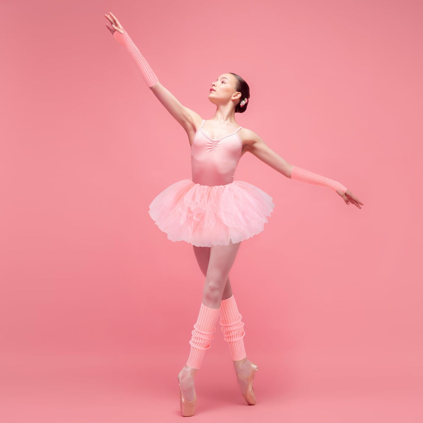 Junely Tutu for Women Adults and Leg Warmers and Fingerless Gloves Costume Accessories for Halloween Ballet Dance Running Gifts Light Pink