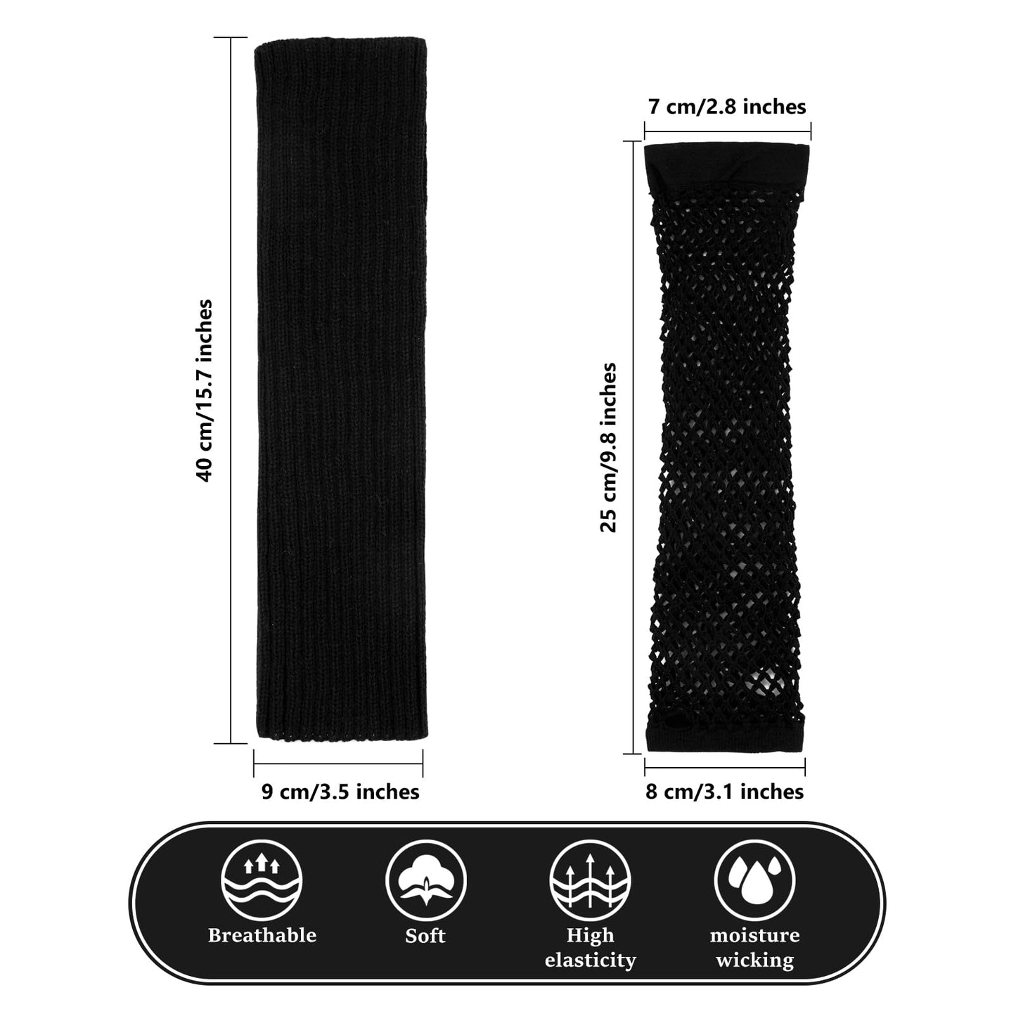 Junely 80s Tutu for Women Adults and Leg Warmers and Fingerless Gloves Gothic Halloween Accessories for Ballet Dance Running Black