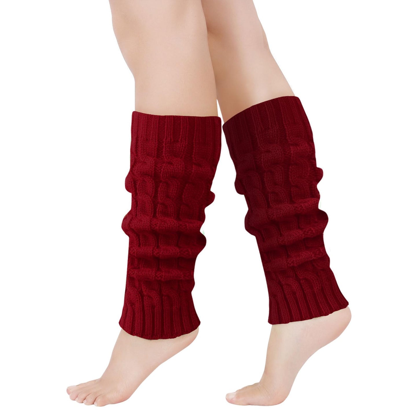 Junely Leg Warmers Christmas Leg Warmer Knit Legwarmers Neon for Winter 80s Ballet Dance Figure Skating Ice Skating Boot Wine Red