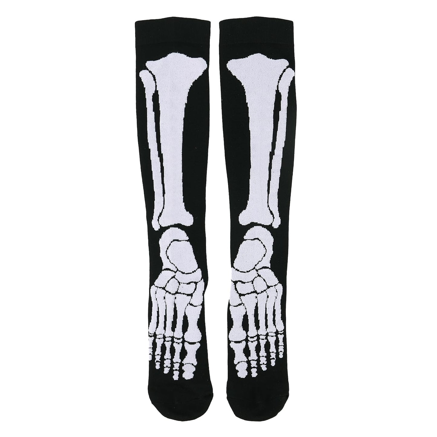 Junely Halloween Compression Socks for Women 20-30 mmhg Skeleton Knee High Socks for Running Athletic Nurses Pregnant Women Work Support Travel Flight Sports Gifts Black