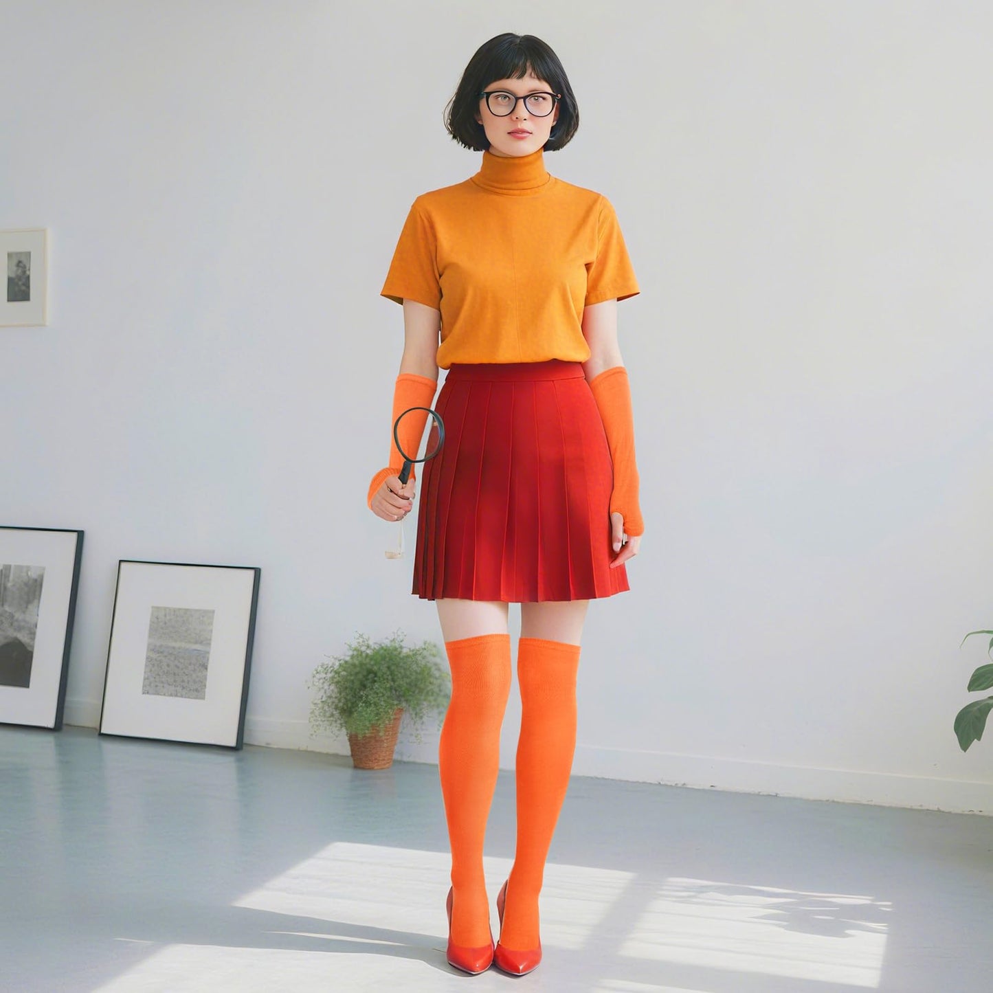 Junely Thigh High Socks Over the Knee Stockings Extra Long Gifts Halloween Cosplay Costumes Accessories Gifts Orange