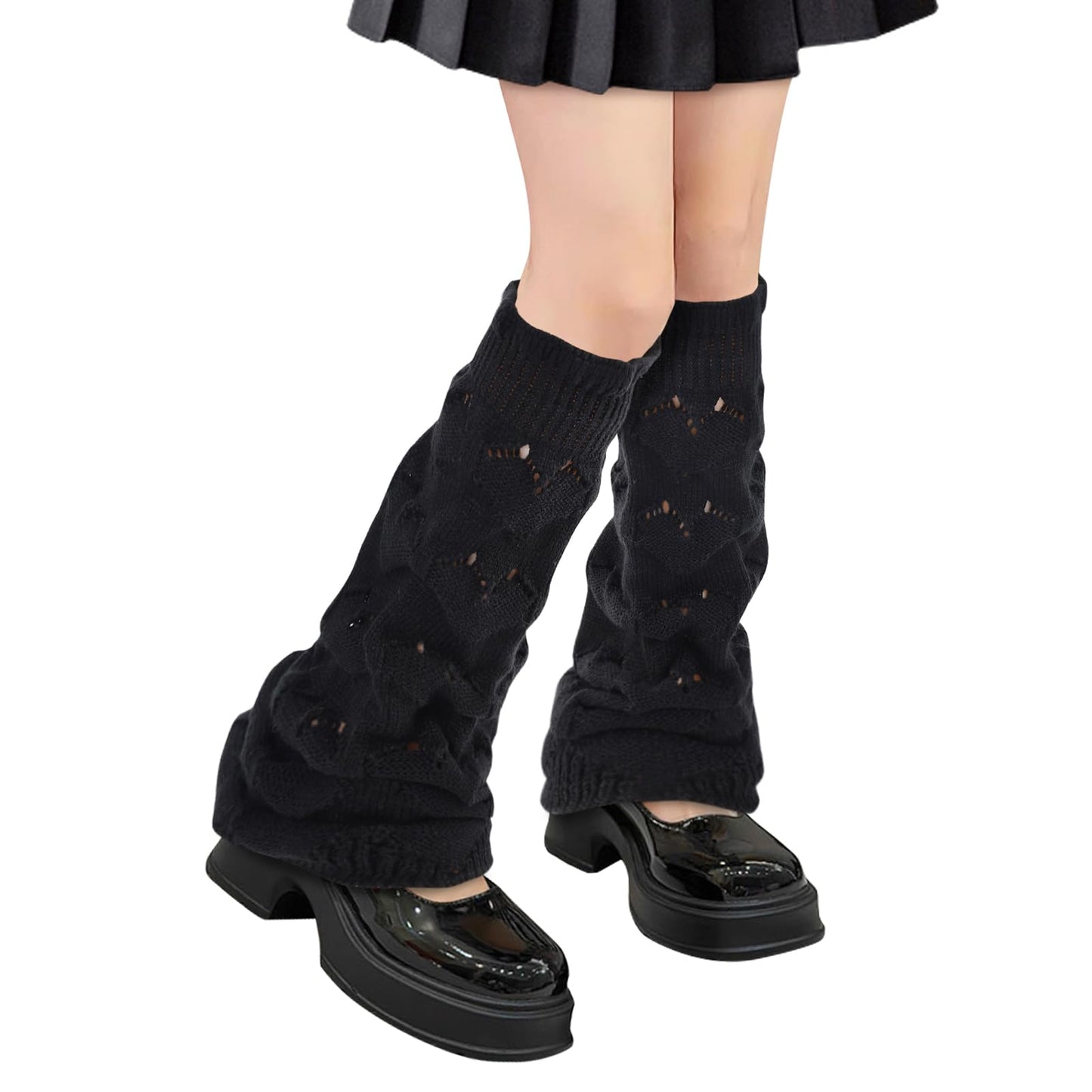 Junely Leg Warmers for Women Kawaii Leg Warmer Cute Legwarmers Cutecore Lolita Harajuku Gyaru Japanese Accessories Black