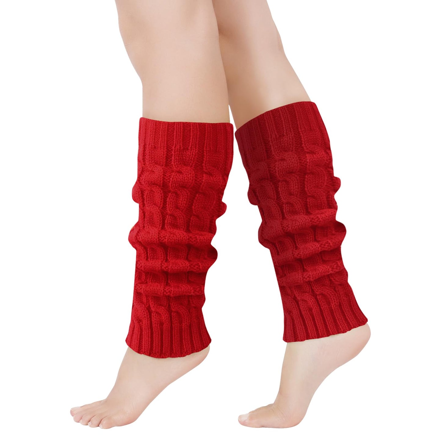 Junely Leg Warmers Christmas Leg Warmer Knit Legwarmers Neon for Winter 80s Ballet Dance Figure Skating Ice Skating Boot Red