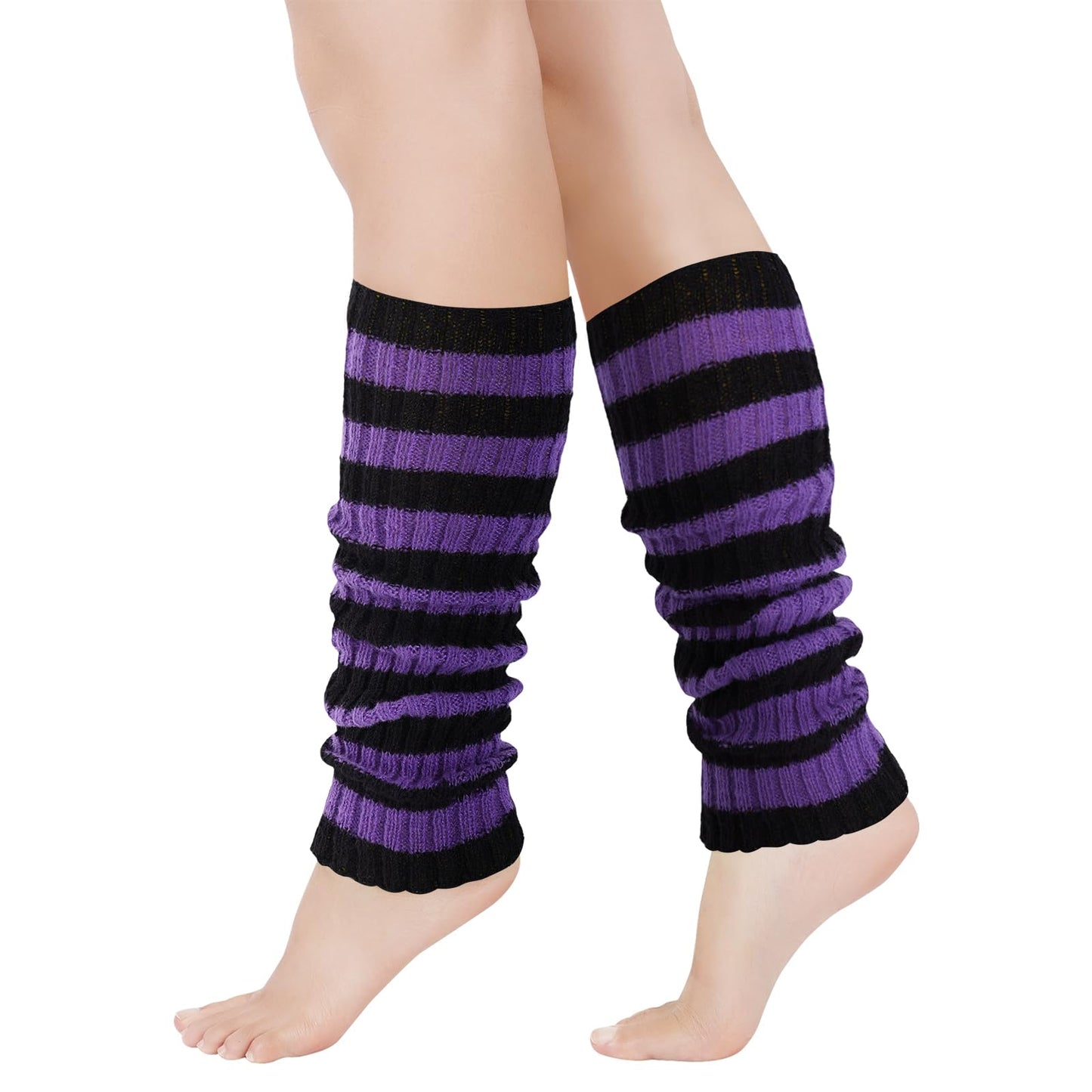 Junely Leg Warmers Striped Leg Warmer Knit Legwarmers Cosplay Halloween Costume Accessories for Ballet Figure Skating Ice Skating Dance