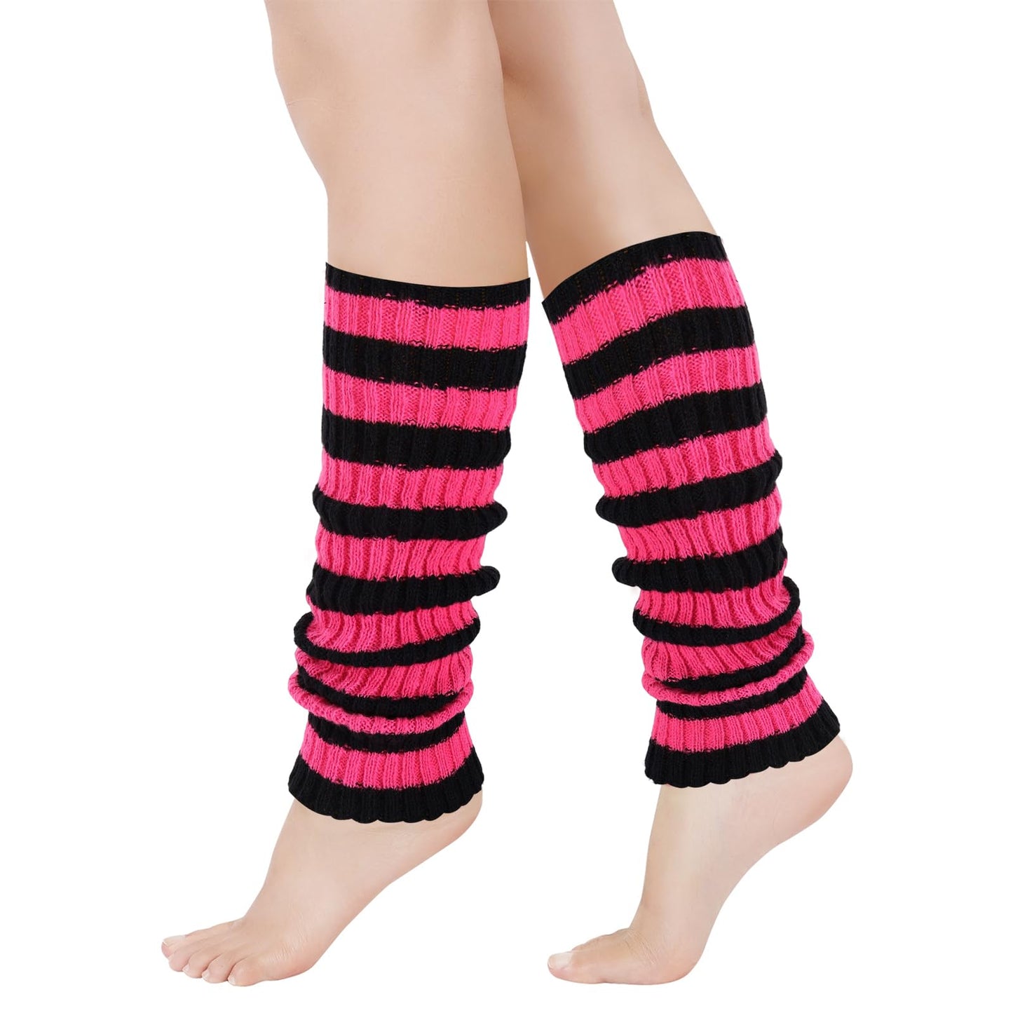 Junely Leg Warmers Striped Leg Warmer Knit Legwarmers Cosplay Halloween Costume Accessories for Ballet Figure Skating Ice Skating Dance