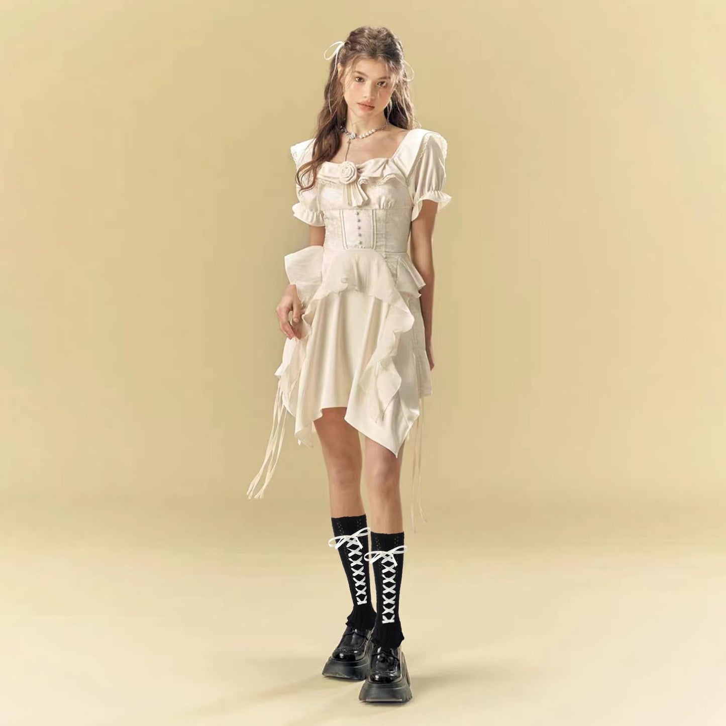Junely Leg Warmers for Women Kawaii Leg Warmer Cute Legwarmers with Bows Cutecore Lolita Harajuku Gyaru Japanese Accessories Black