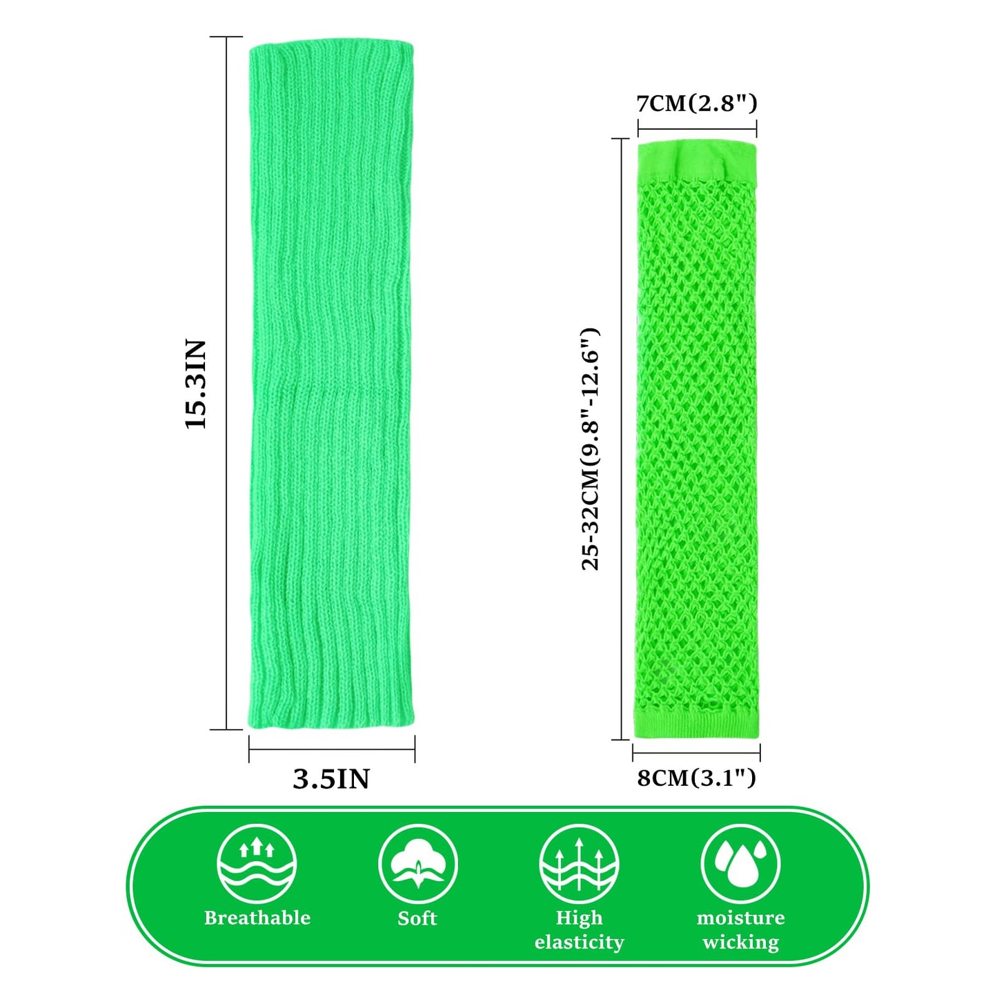 Junely 80s Tutu for Women Adults and Leg Warmers and Fingerless Gloves St Patricks Day Mardi Gras 80s Accessories for Ballet Dance Running Green