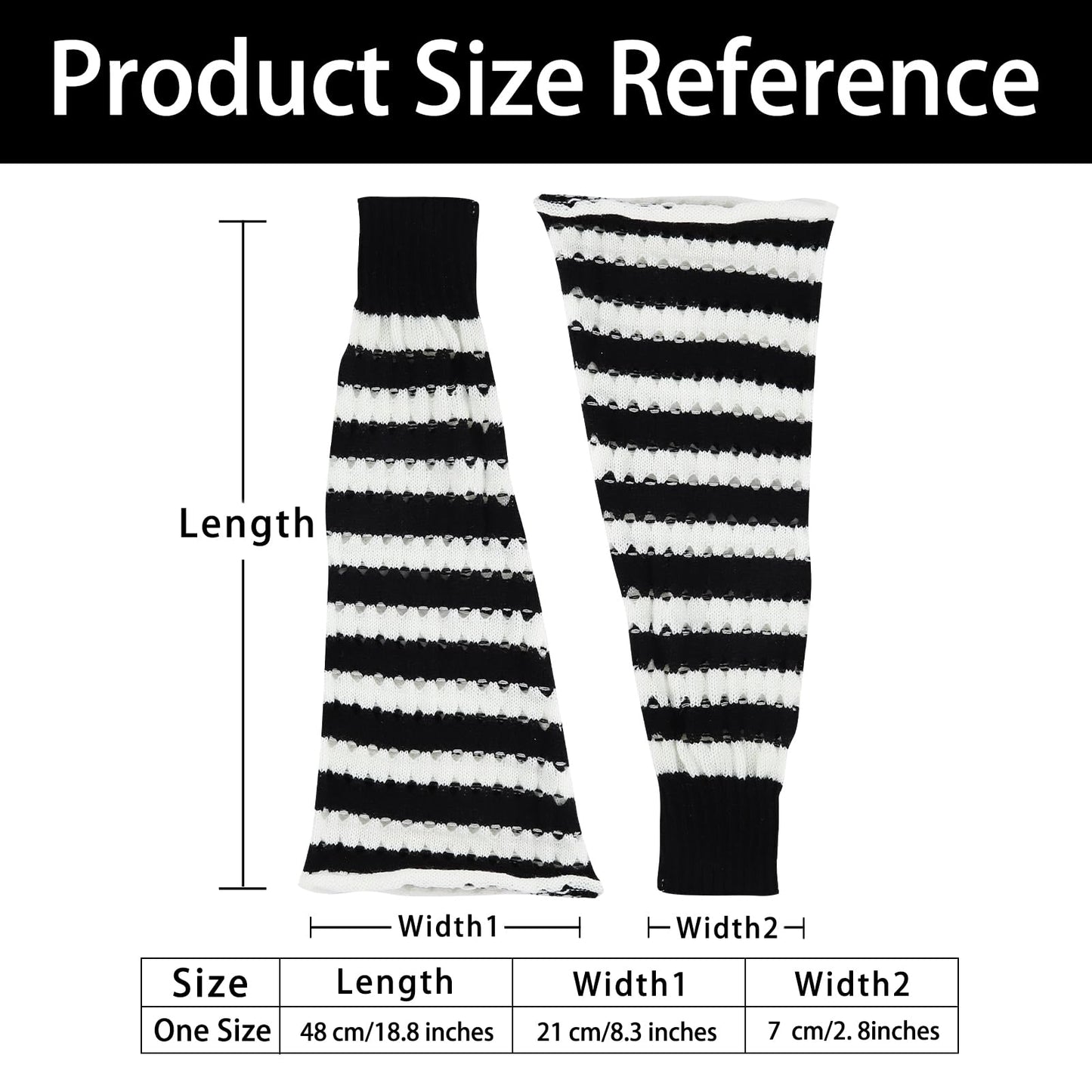 Junely Leg Warmers for Women Kawaii Leg Warmer Cute Legwarmers Cutecore Lolita Harajuku Gyaru Japanese Accessories Black White Striped
