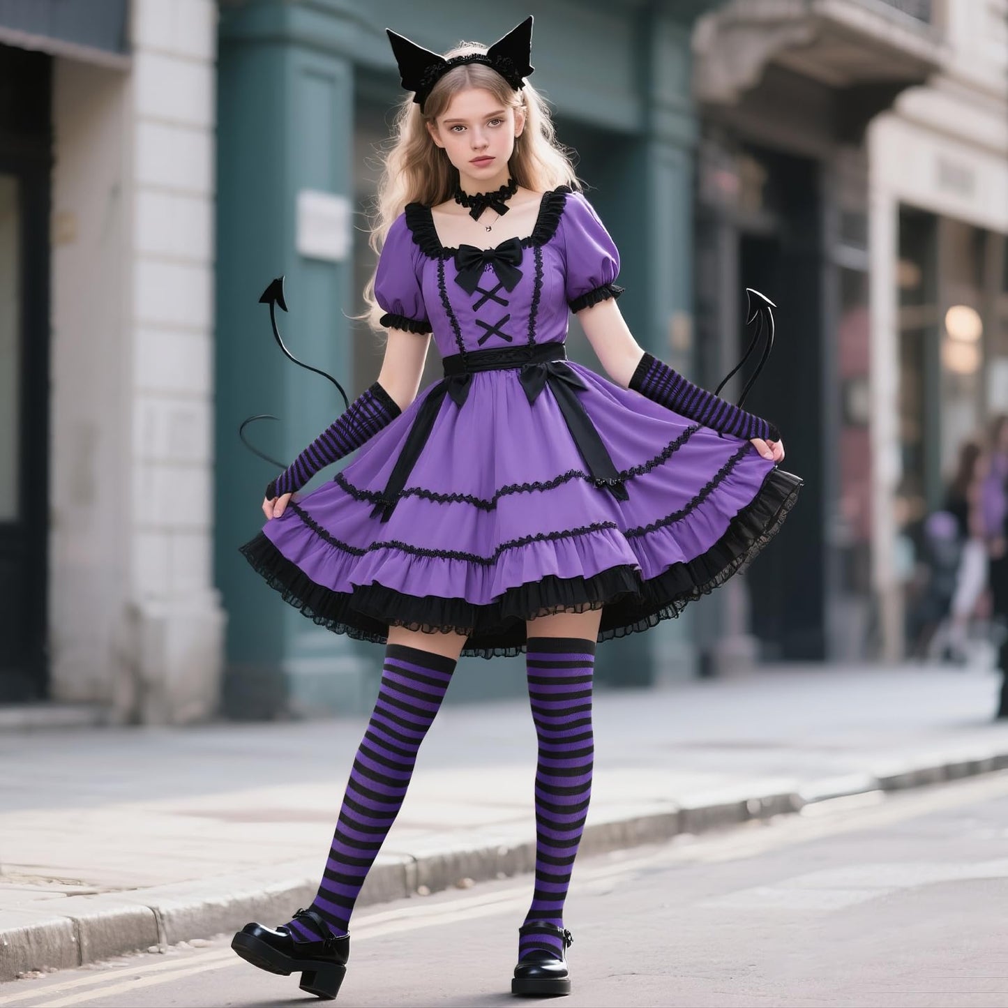Junely Striped Thigh High Socks Over the Knee Stockings Extra Long Halloween Cosplay Costume Accessories Gifts