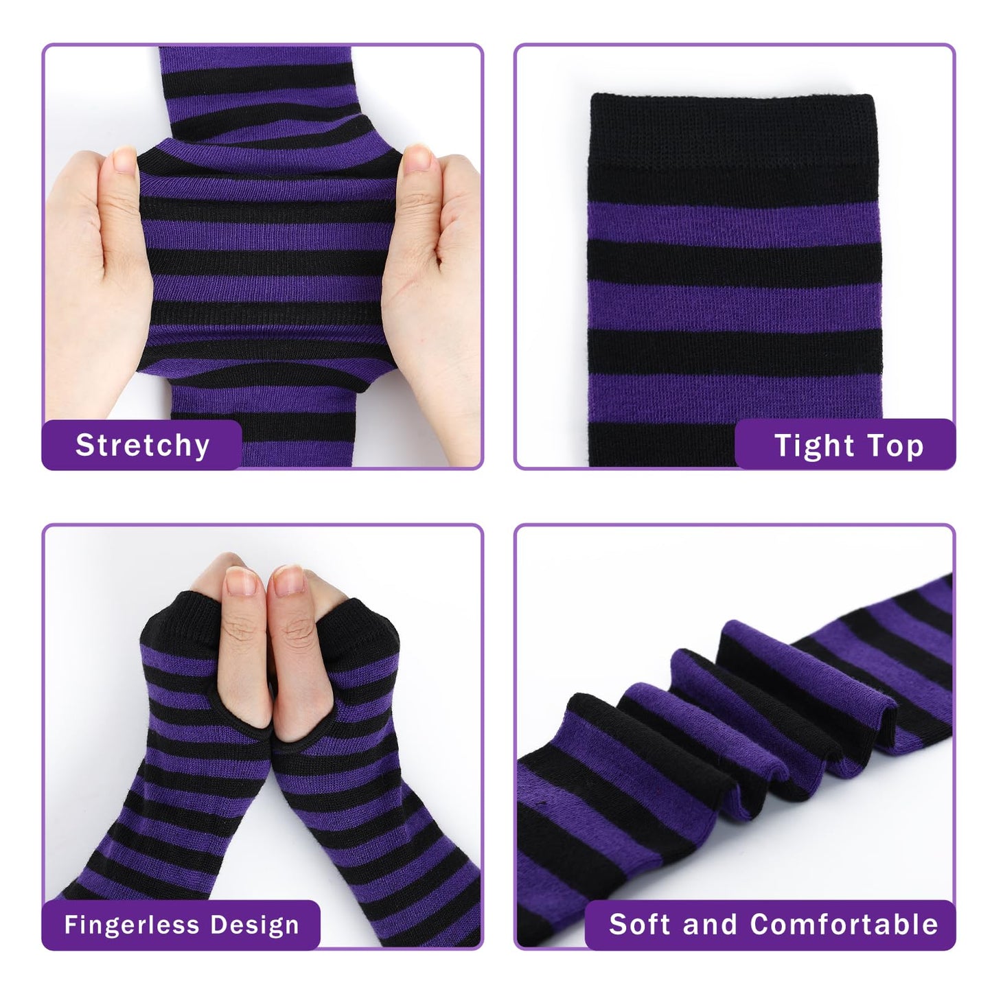 Junely Striped Thigh High Socks Over the Knee Stockings Extra Long Halloween Cosplay Costume Accessories Gifts