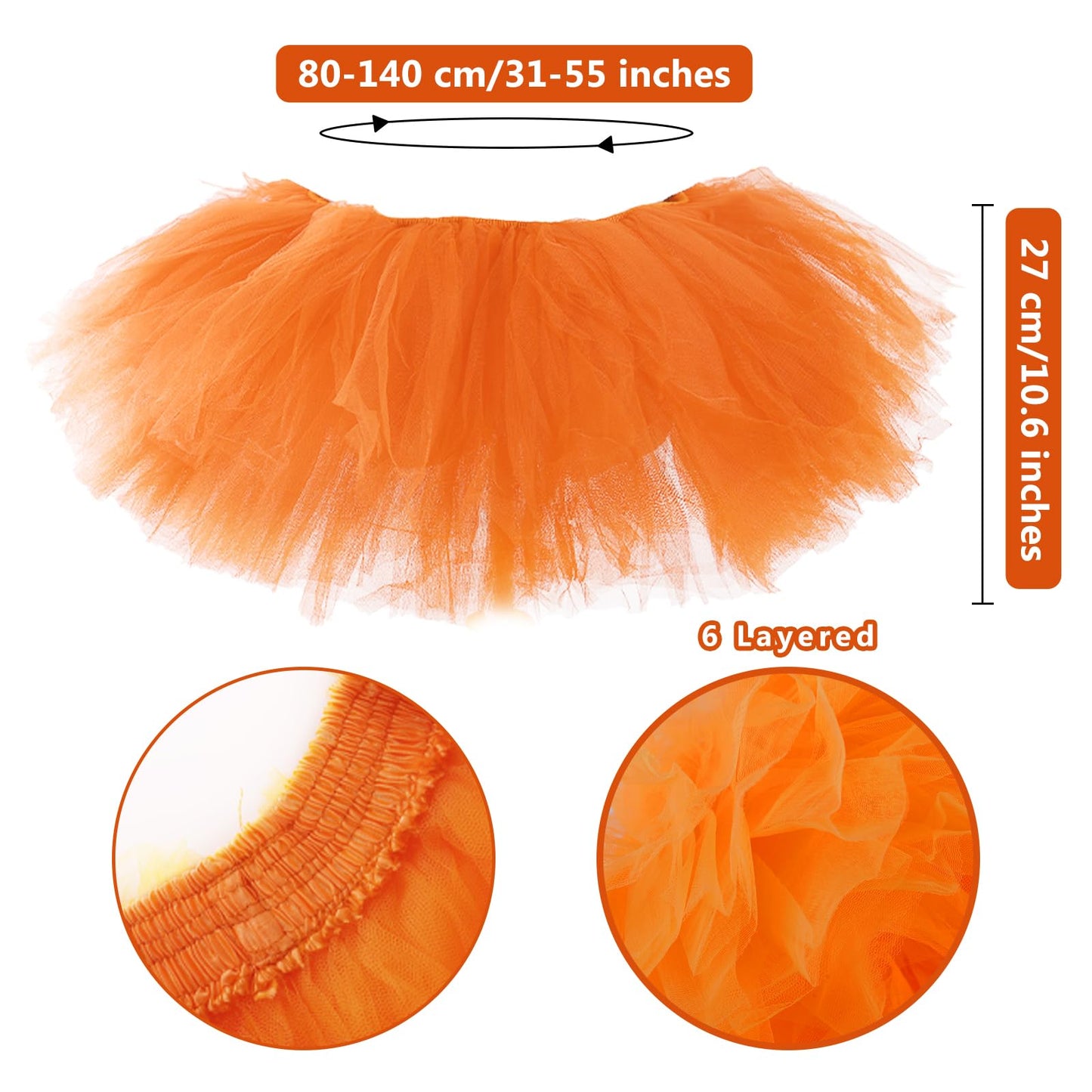 Junely Tutu for Women Adults and Leg Warmers and Fingerless Gloves Costume Accessories for Halloween Ballet Dance Running Gifts Orange