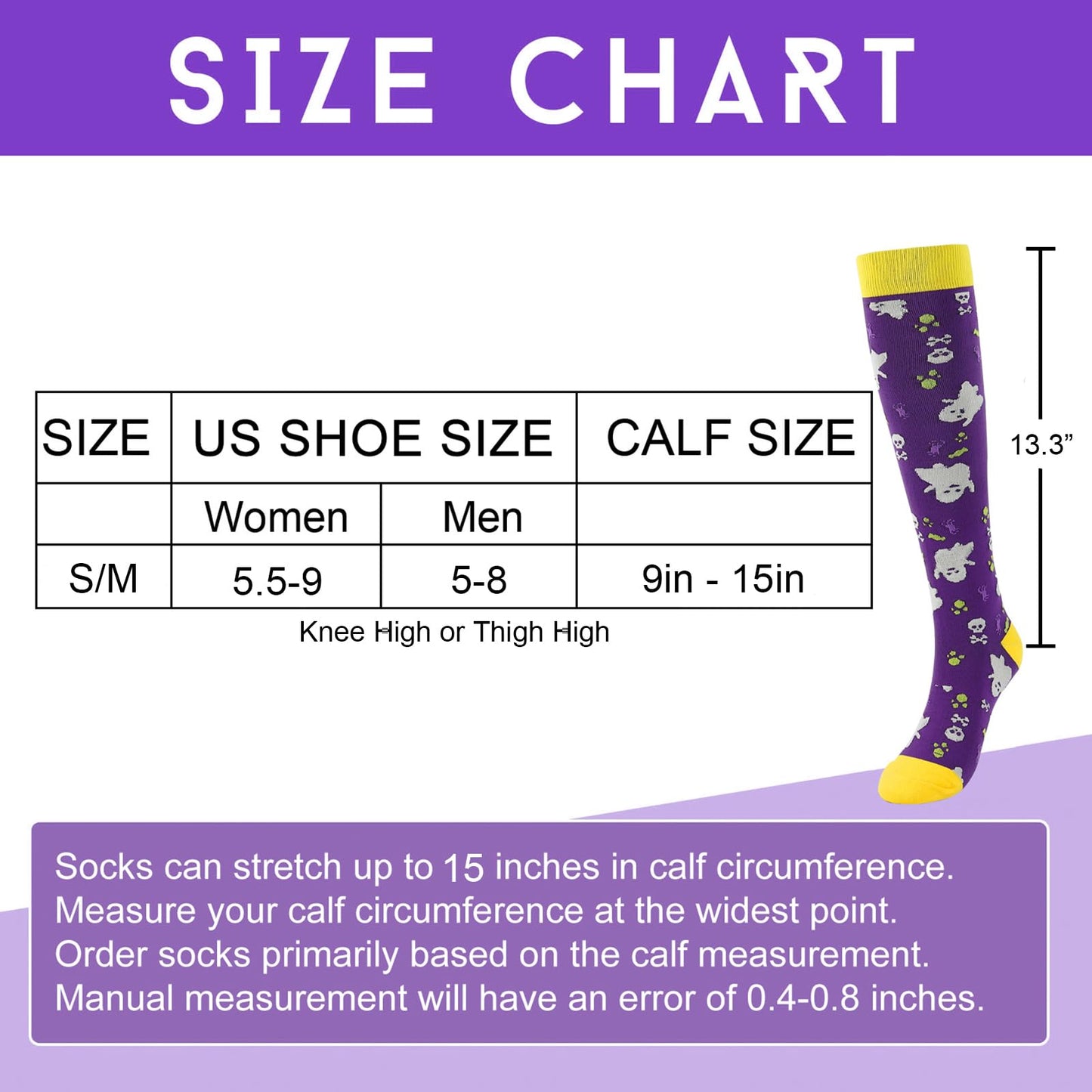 Junely Halloween Compression Socks for Women Knee High Stockings for Running Athletic Nurses Pregnant Women Work Support Travel Flight Sports Gifts Orange Black Purple