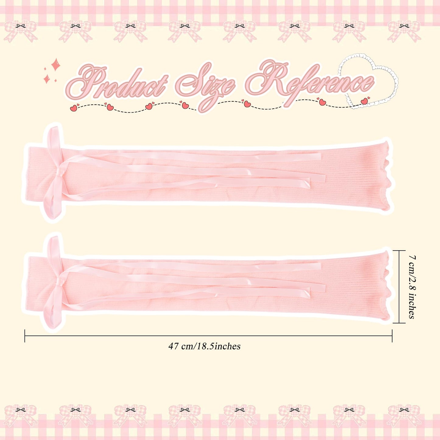 Junely Leg Warmers for Women Kawaii Leg Warmer Cute Legwarmers with Bows Cutecore Lolita Harajuku Gyaru Japanese Accessories Light Pink