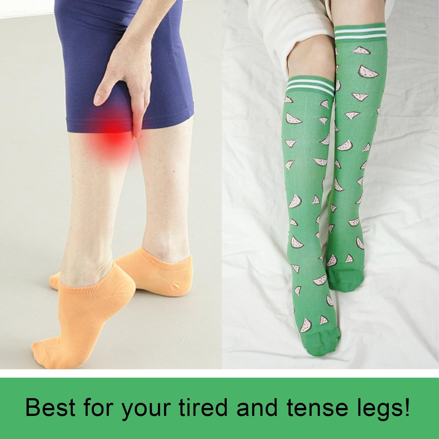 Junely Compression Socks for Women Banana Avocado Watermelon Knee High Socks for Running Athletic Nurses Pregnant Women Work Support Travel Flight Sports Fruit Themed Gifts Pink Blue Green