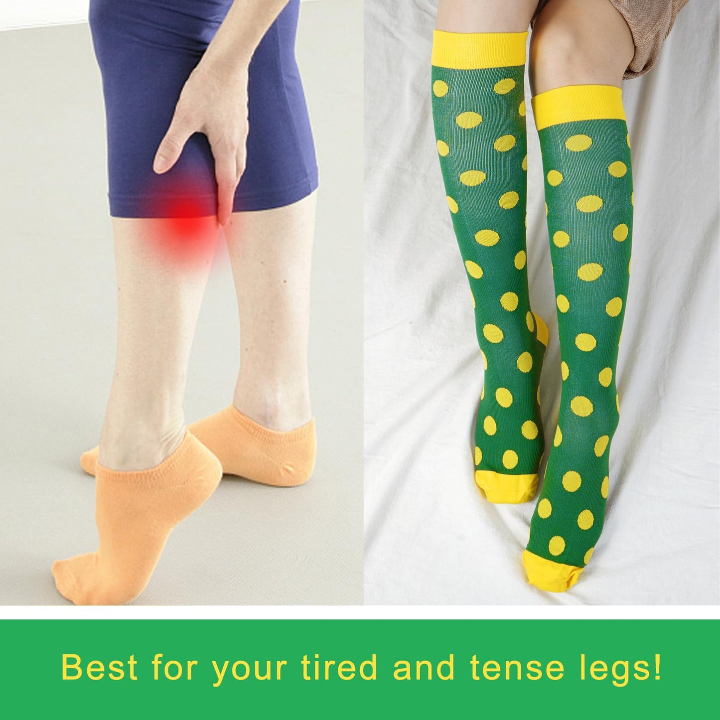 Junely St Patricks Day Compression Socks for Women 20-30 mmhg Polka Dot Knee High Socks for Running Athletic Nurses Pregnant Women Work Support Travel Flight Sports Irish Gifts Green