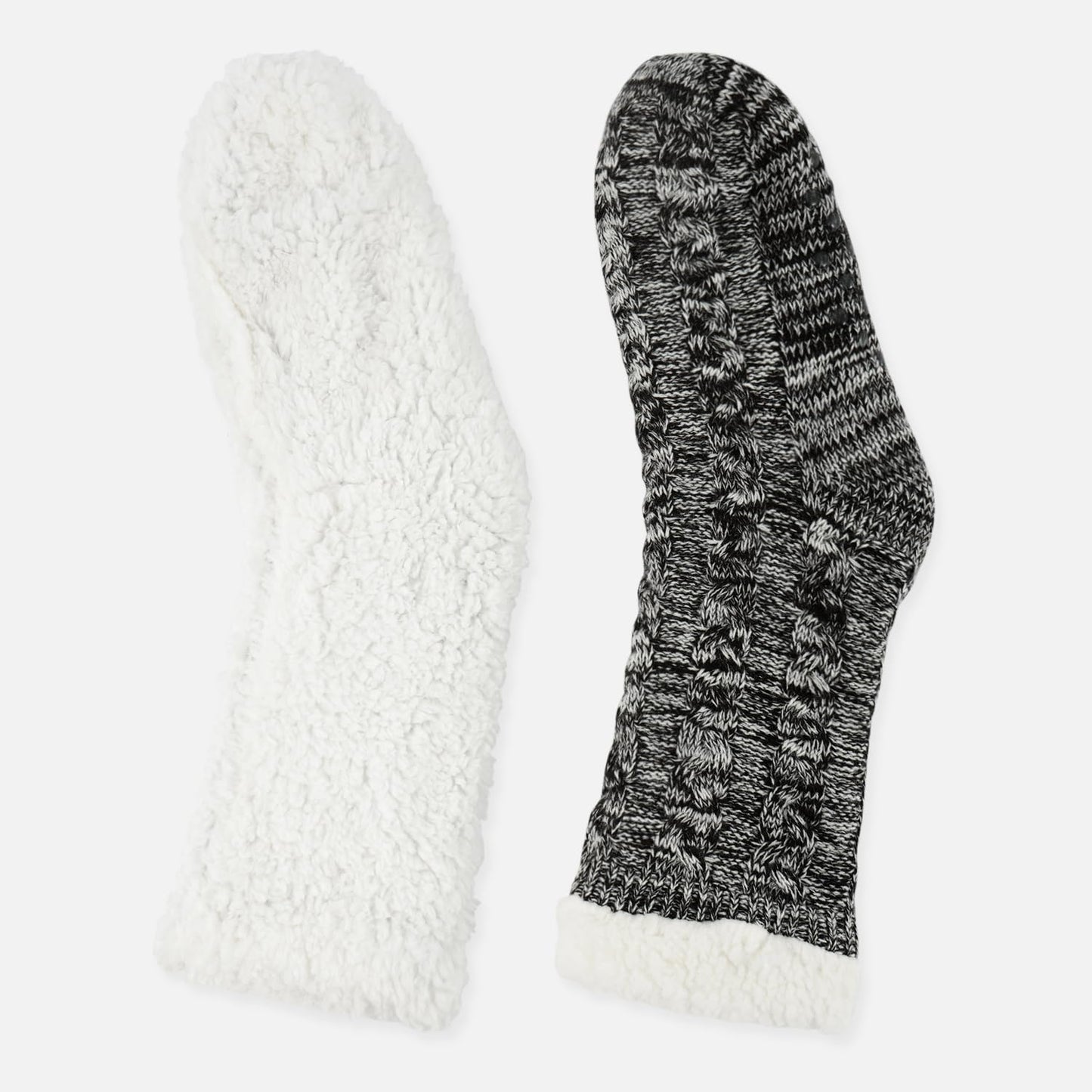 Junely Slipper Socks for Men with Grippers Fuzzy Cozy Fluffy Non Slip Warm Winter Thick Comfy Soft Fleece Cabin Socks Gifts Grey
