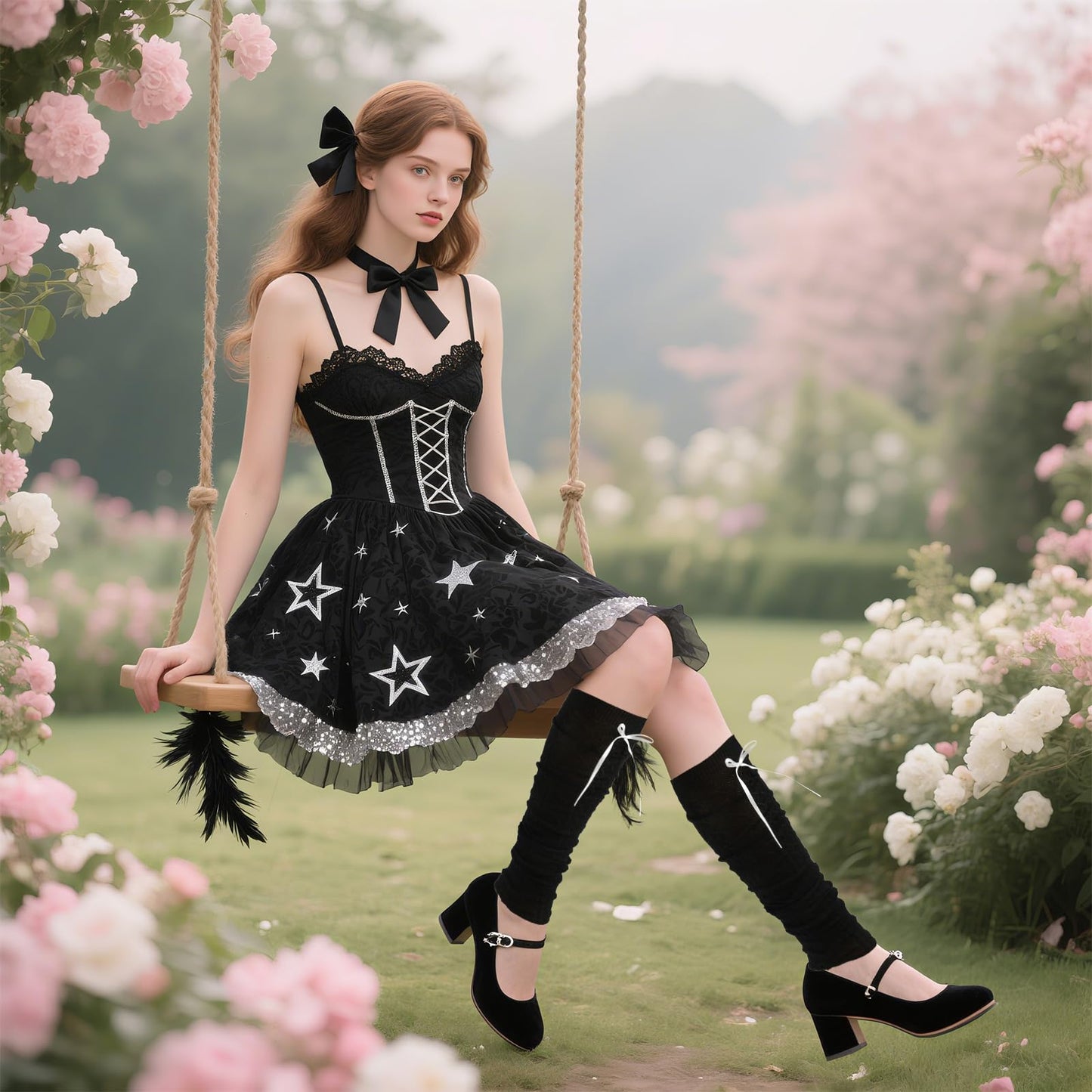 Junely 2 Pairs Leg Warmers for Women Kawaii Leg Warmer Cute Legwarmers with Bows Cutecore Lolita Harajuku Gyaru Japanese Accessories Black White