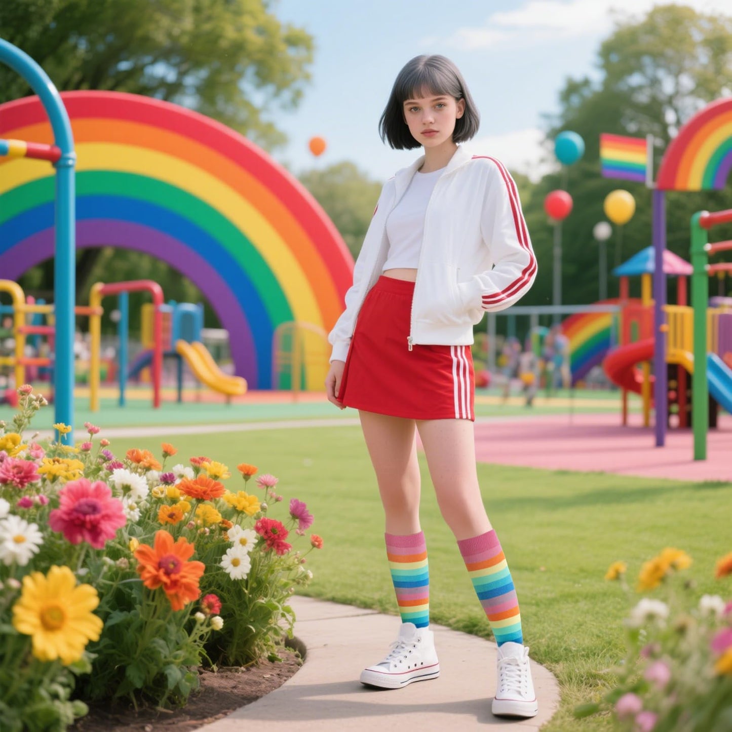 Junely Rainbow Compression Socks for Women Pride Knee High Socks for Running Athletic Nurses Pregnant Women Work Support Travel Flight Sports Gifts Pink