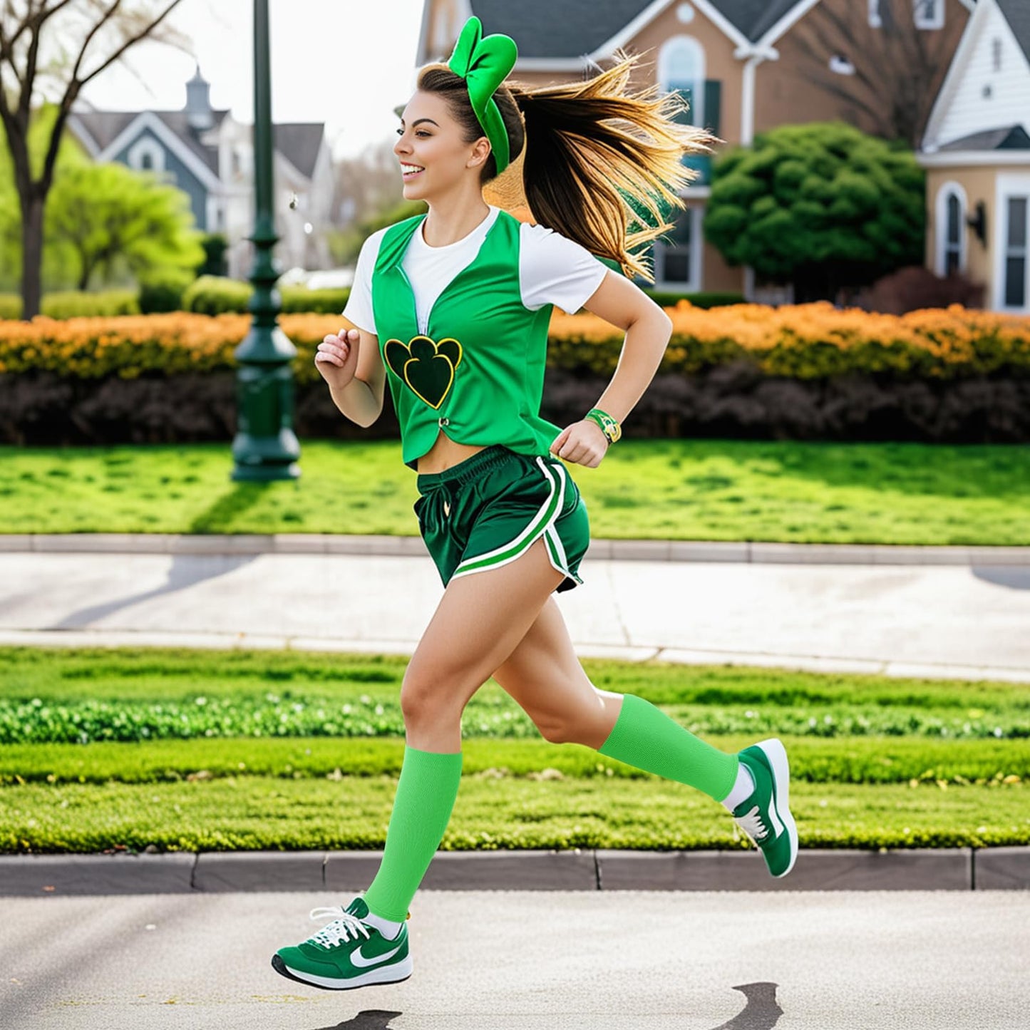 Junely St Patricks Day Calf Compression Sleeve for Men and Women Leg Compression Sleeve for Support Sports Running Cycling Green