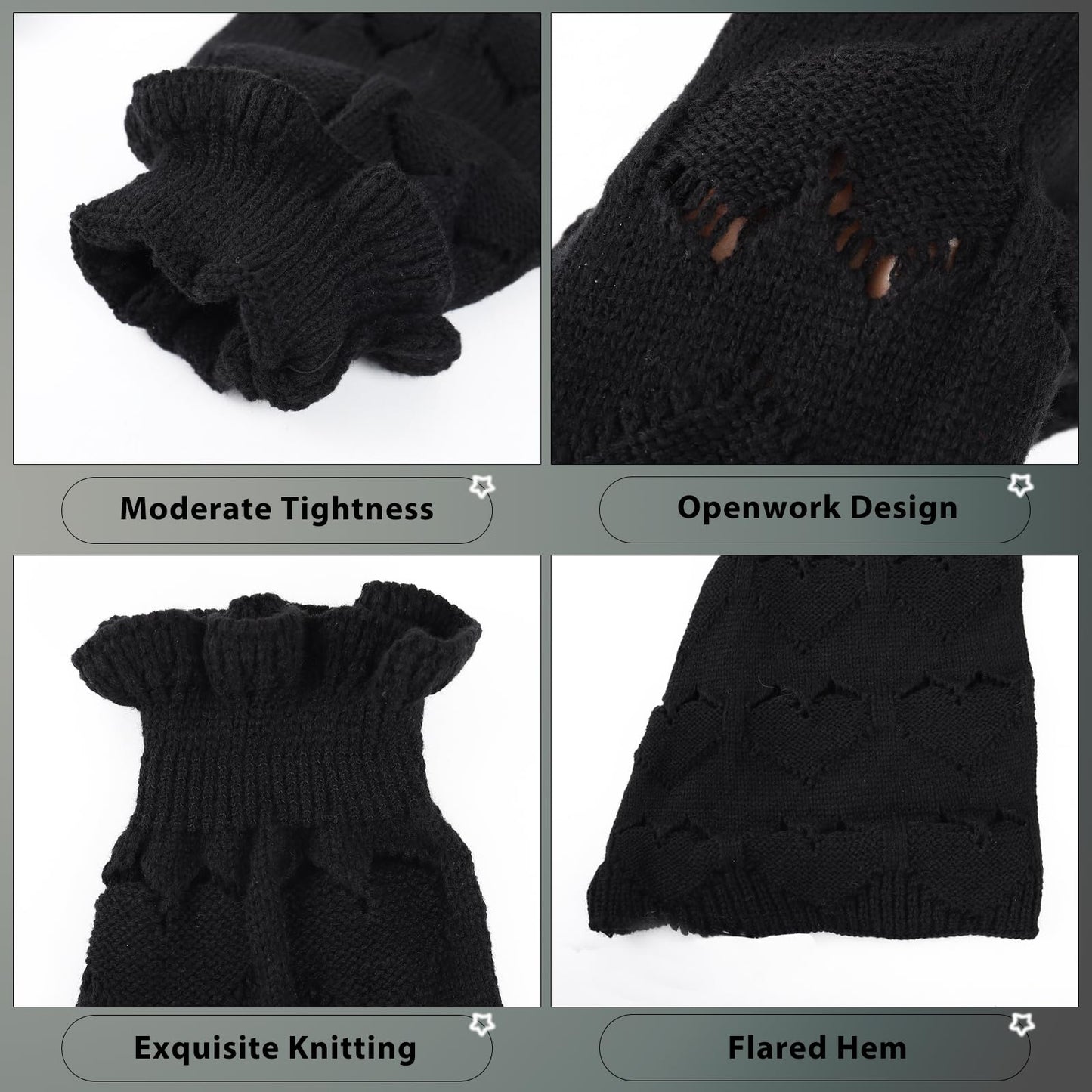 Junely Leg Warmers for Women Kawaii Leg Warmer Cute Legwarmers Cutecore Lolita Harajuku Gyaru Japanese Accessories Black