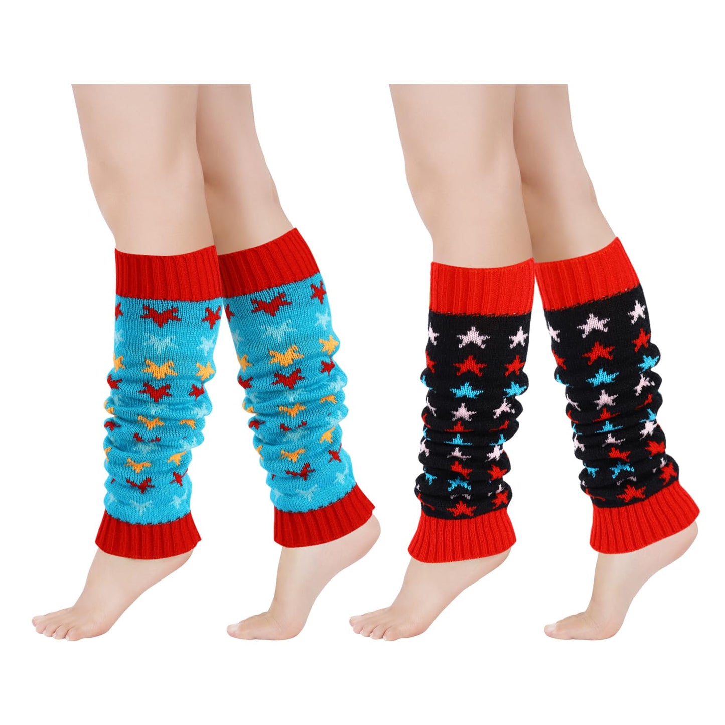 Junely Leg Warmers for Women Star Cute Leg Warmer Knit Legwarmers Kawaii Slouchy Grunge Emo Cutecore Japanese Harajuku Lolita Accessories Black Blue