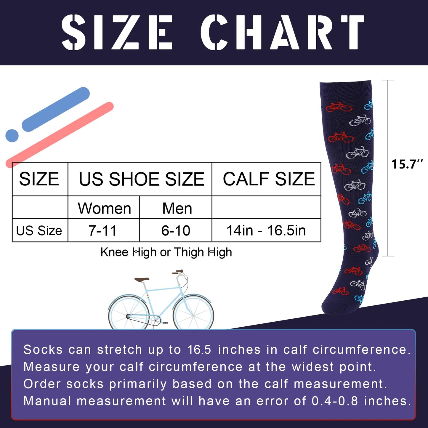 Junely Compression Socks for Women 20-30 mmhg Cycling Knee High Socks for Running Athletic Nurses Pregnant Women Work Support Travel Flight Sports Gifts Navy Blue