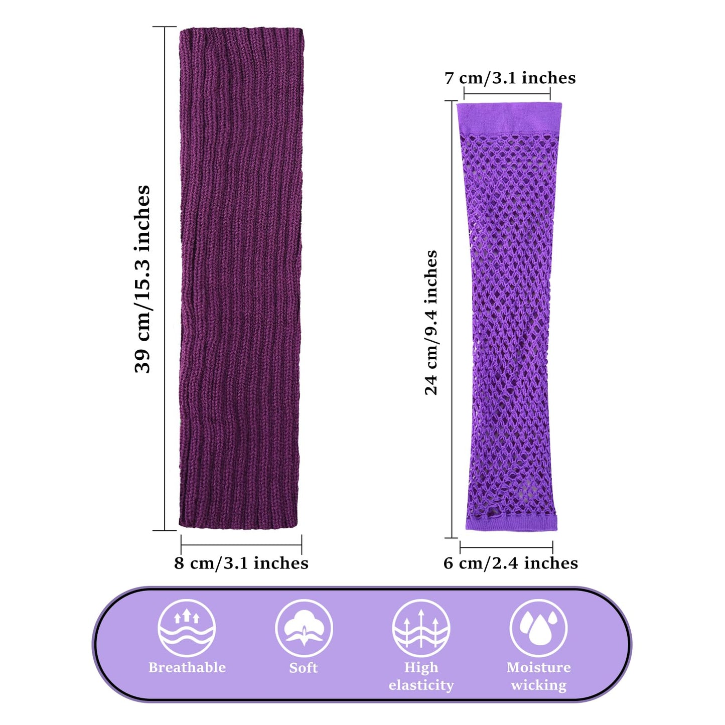 Junely Tutu for Women Adults and Leg Warmers and Fingerless Gloves Costume Accessories for Halloween Ballet Dance Running Gifts Purple