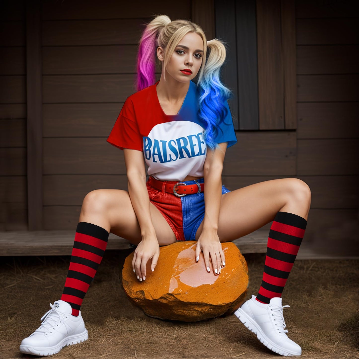 Junely Halloween Compression Socks for Women Striped Knee High Stockings for Running Athletic Nurses Pregnant Women Work Support Travel Flight Sports Gifts Red Black