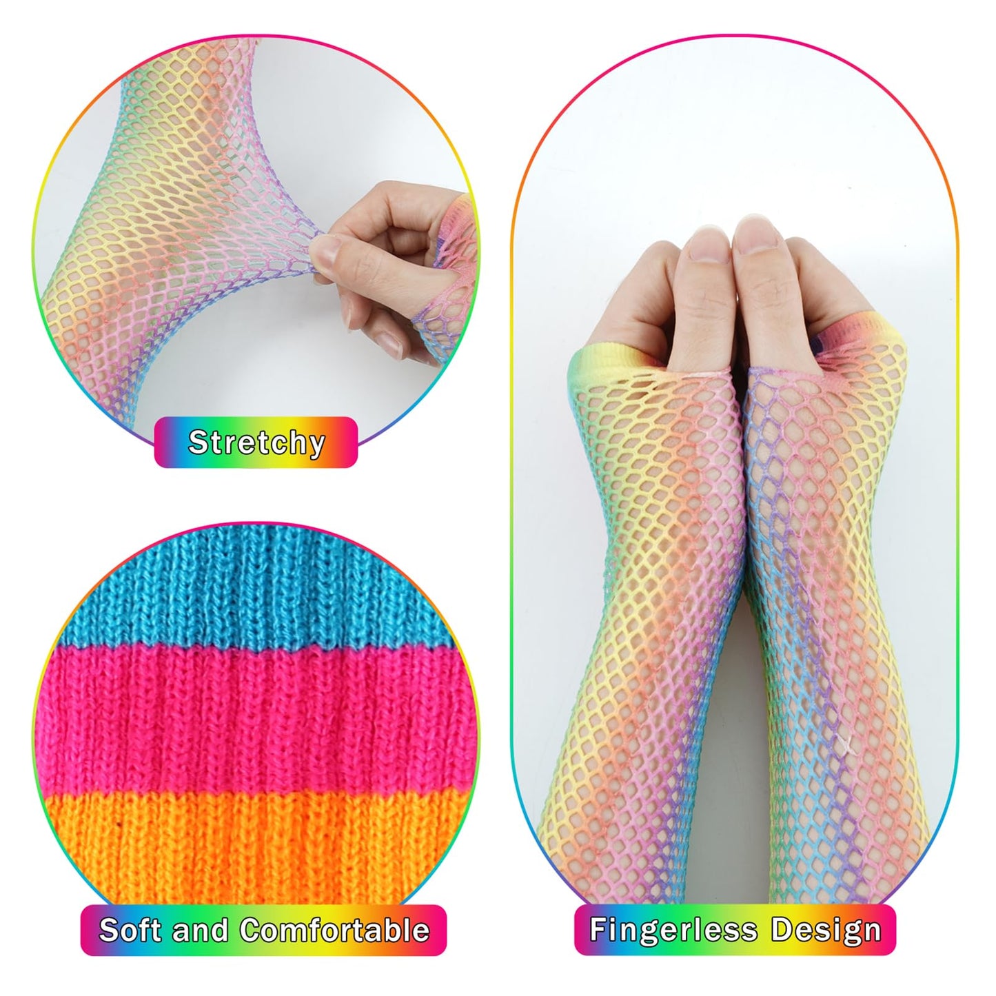 Junely Rainbow Tutu for Women Adults and Leg Warmers and Fingerless Gloves Pride Accessories for Ballet Dance Running