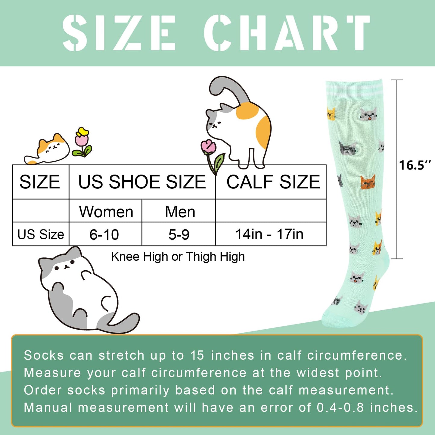 Junely Compression Socks for Women 20-30 mmhg Cat Knee High Stockings for Running Athletic Nurses Pregnant Women Work Support Travel Flight Sports Cat Gifts Blue
