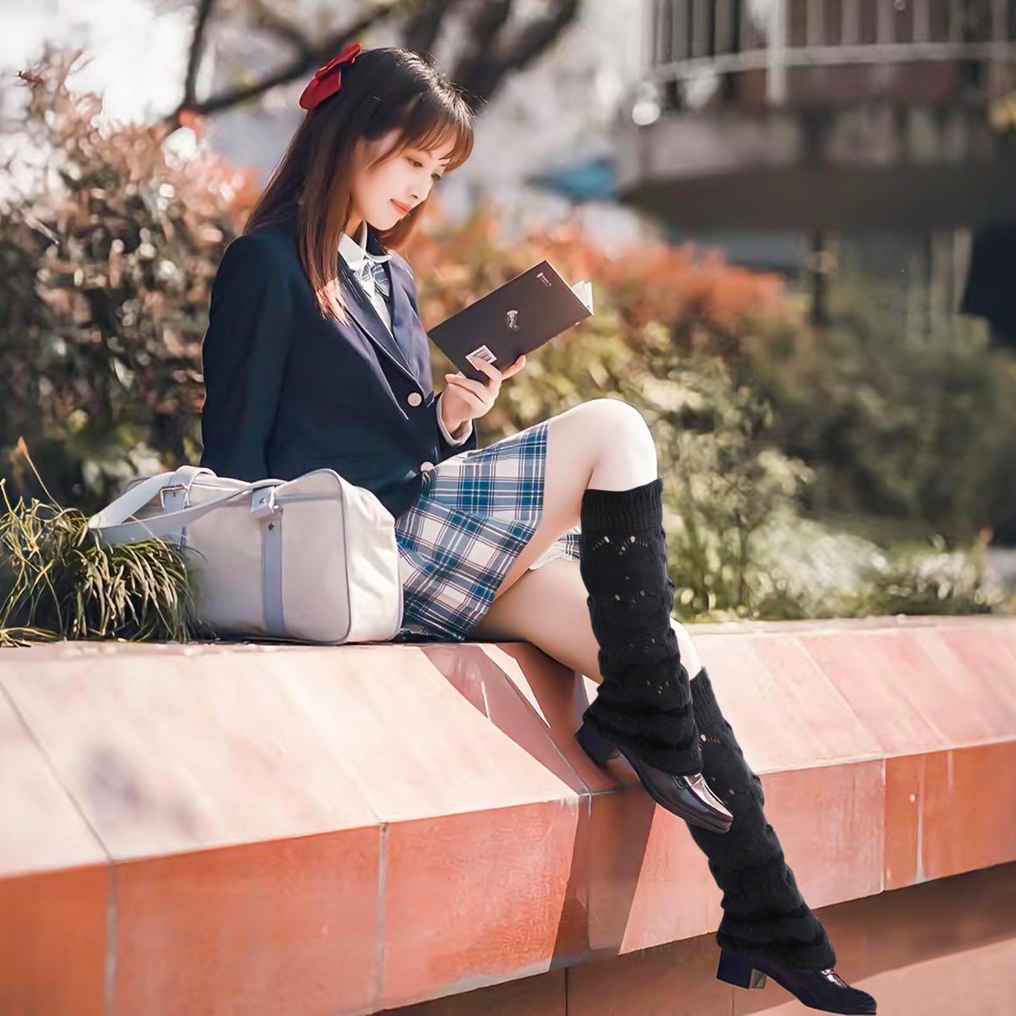Junely Leg Warmers for Women Kawaii Leg Warmer Cute Legwarmers Cutecore Lolita Harajuku Gyaru Japanese Accessories Black