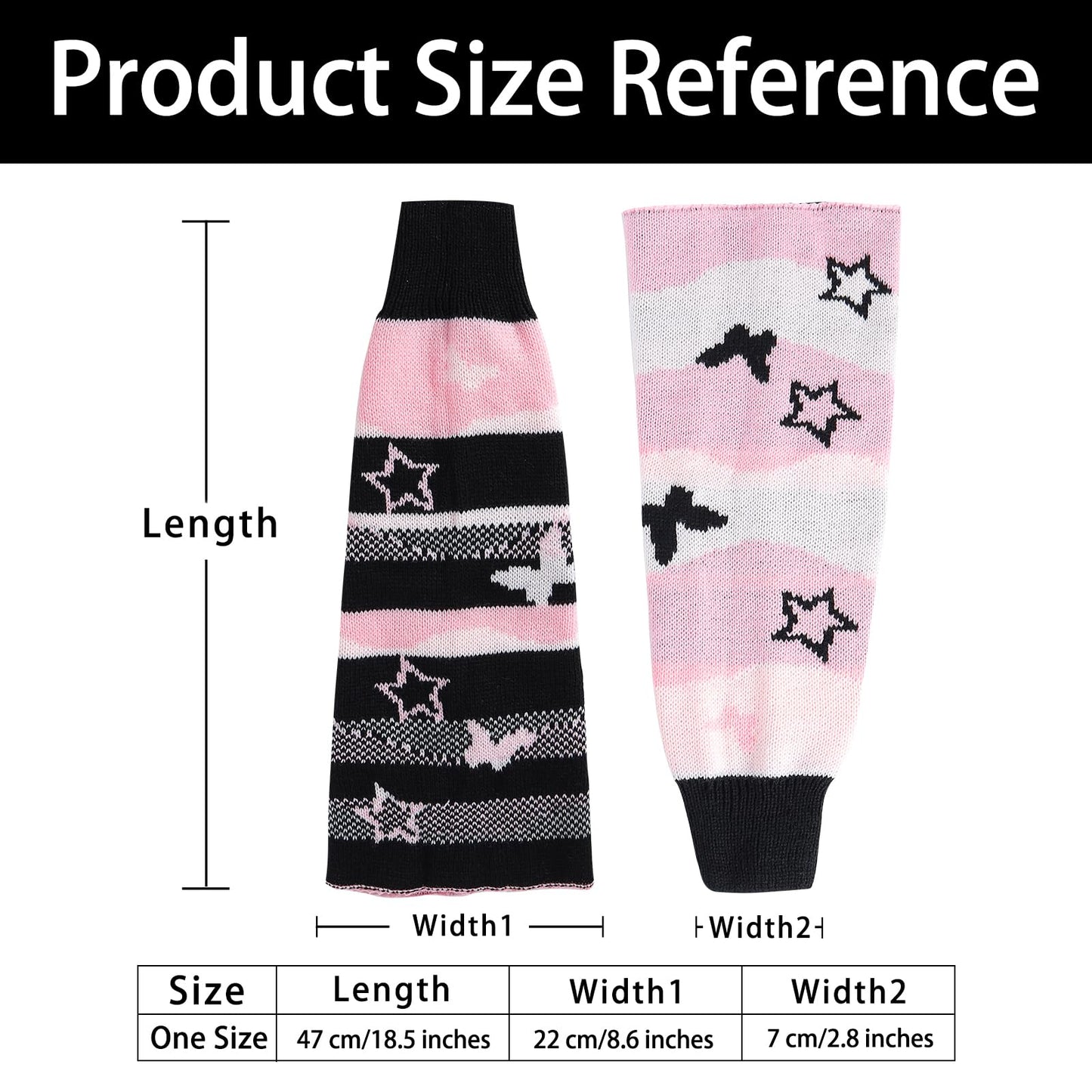 Junely Leg Warmers for Women Winter Kawaii Leg Warmer Cute Legwarmers with Butterfly Bow Japanese Socks Goth Emo Lolita Gyaru Gothic Harajuku Accessories Pink Black