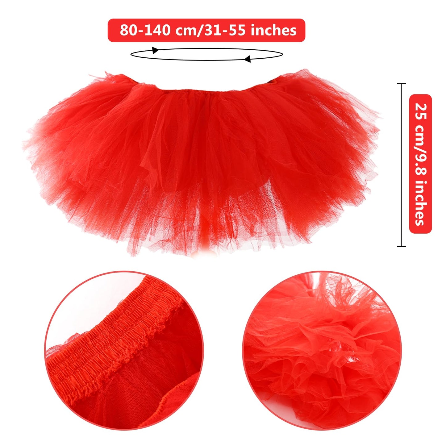 Junely Tutu for Women Adults and Leg Warmers and Fingerless Gloves Valentines Halloween Christmas Costume Accessories for Ballet Dance Running Red