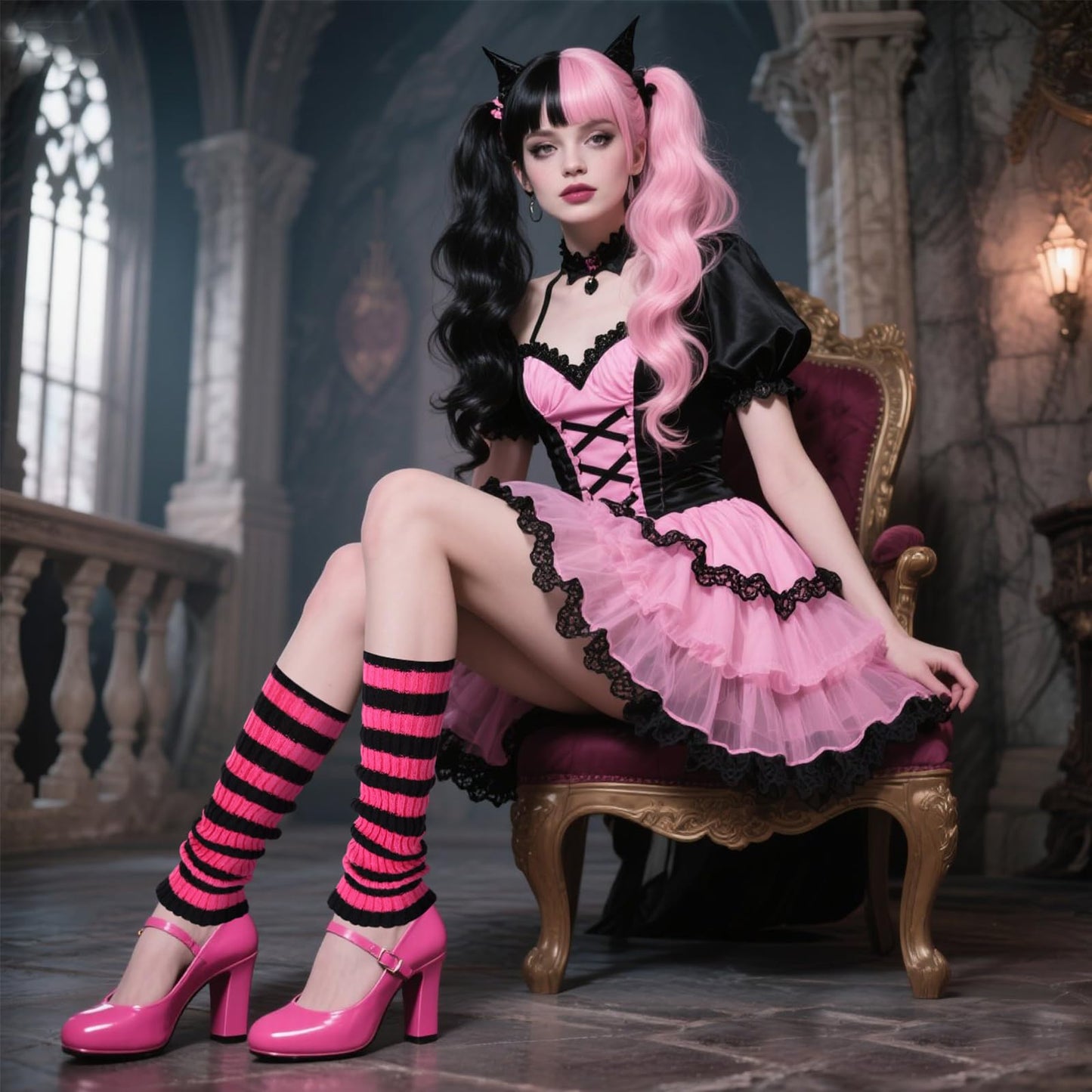 Junely Leg Warmers Striped Leg Warmer Knit Legwarmers Cosplay Halloween Costume Accessories for Ballet Figure Skating Ice Skating Dance