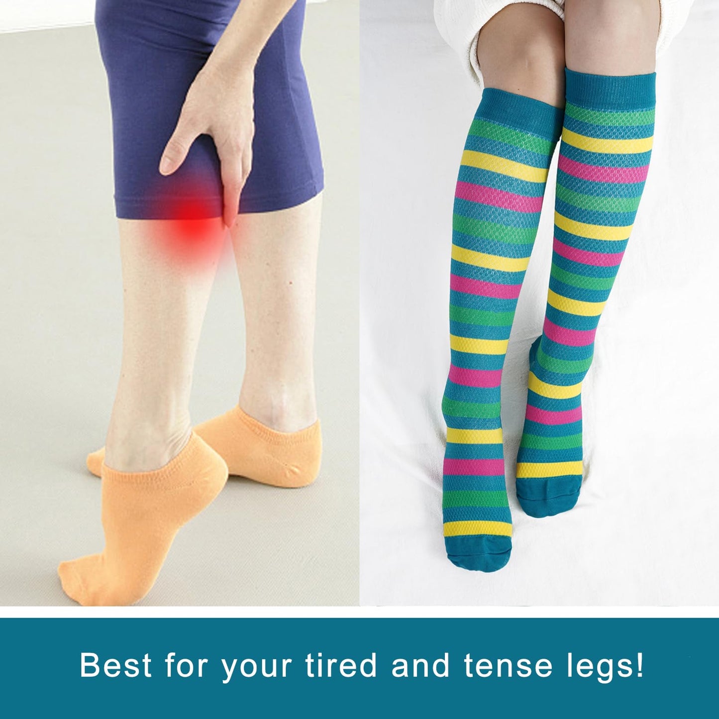 Junely Compression Socks for Women 20-30 mmhg Knee High Striped socks for Running Athletic Nurses Pregnant Women Work Support Travel Flight Sports Irish Gifts Green