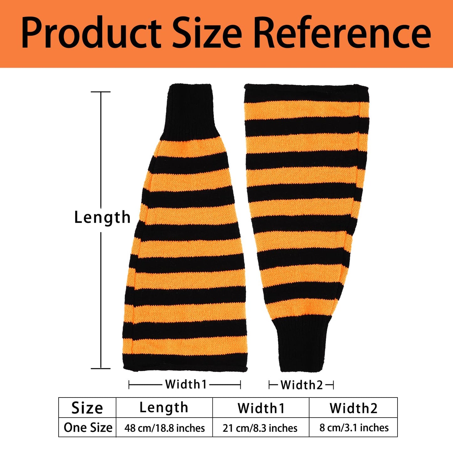 Junely Leg Warmers for Women Winter Kawaii Leg Warmer Cute Legwarmers Japanese Socks Halloween Goth Emo Lolita Gyaru Gothic Harajuku Accessories Black Orange