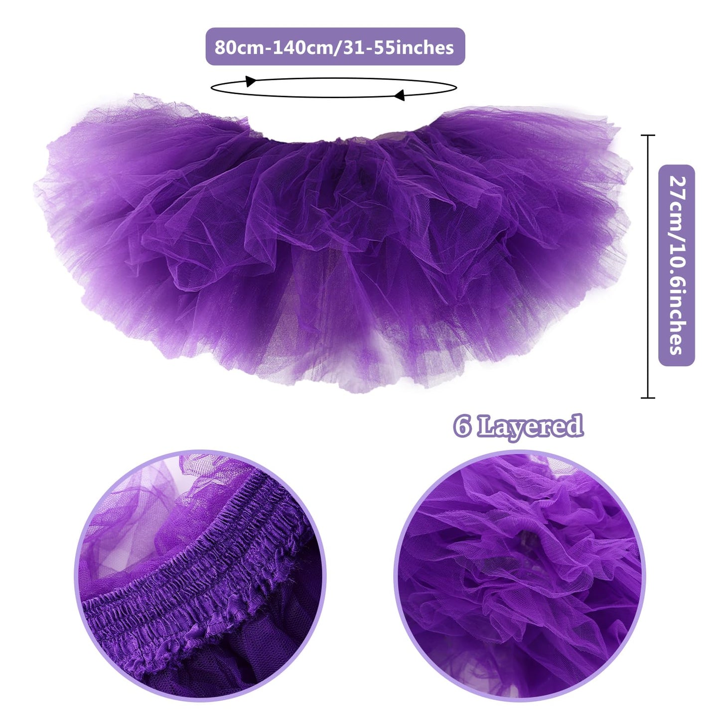 Junely Tutu for Women Adults Striped Thigh High Socks Fingerless Gloves Halloween Costumes Accessories Violet Black
